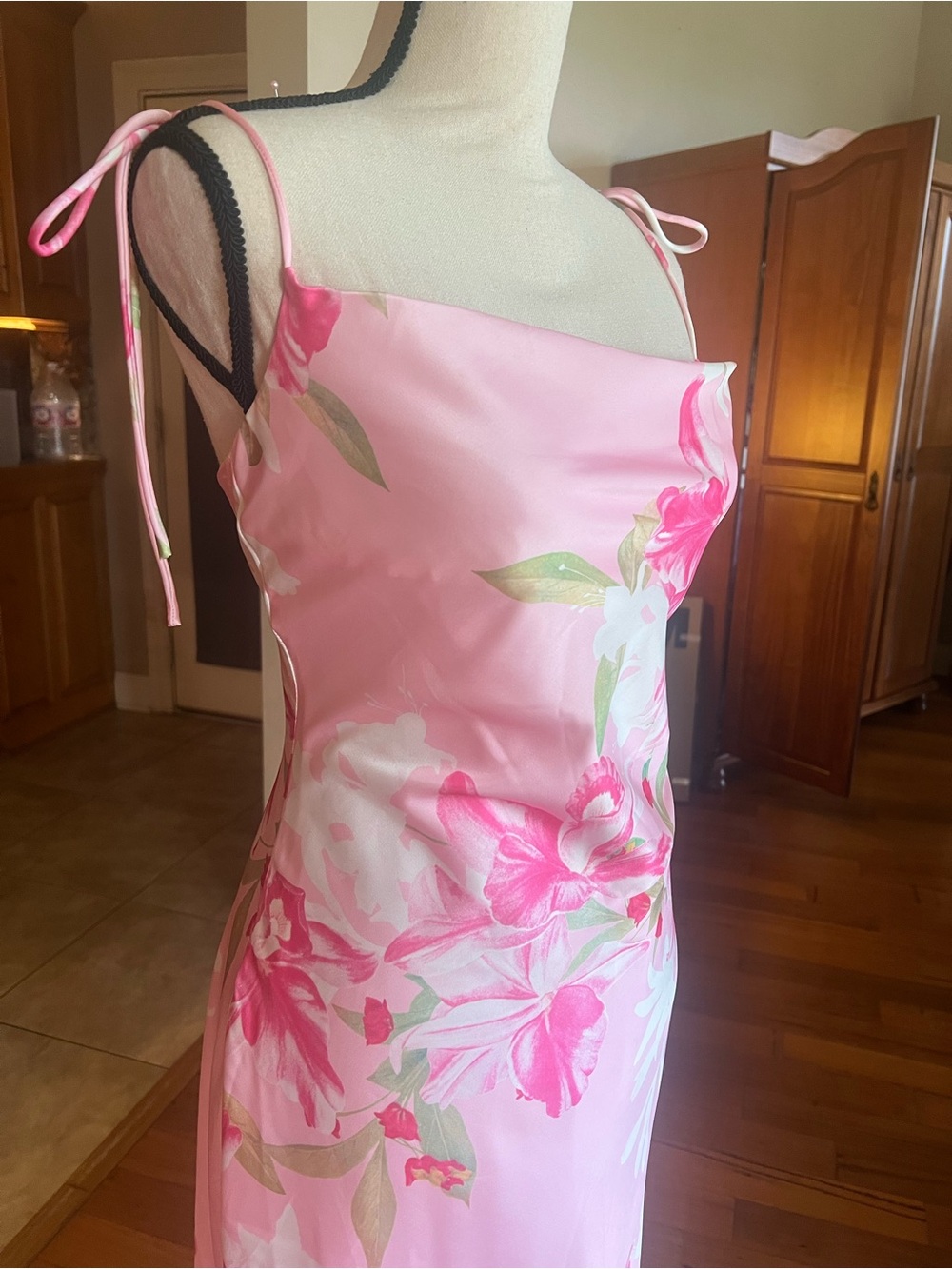 Beginning Boutique Pink Floral Satin Maxi Skirt - Picture 6 of 12
